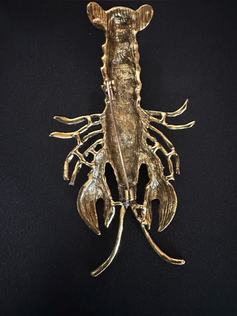 Gold-Tone Green Rhinestone Lobster Brooch - Picture 3 of 4